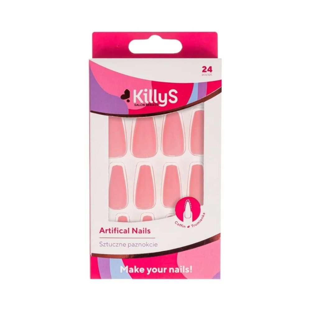 Killys Sztuczne paznokcie Coffin Pink Mood 24 szt
