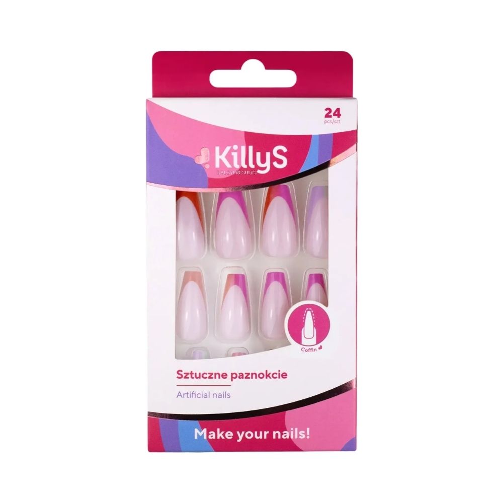 KillyS Coffin Rainbow French sztuczne paznokcie 24 sztuki