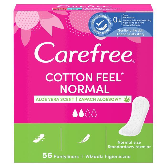 Carefree Cotton Feel Normal Wkładki higieniczne zapach aloesowy 56 sztuk main product photo