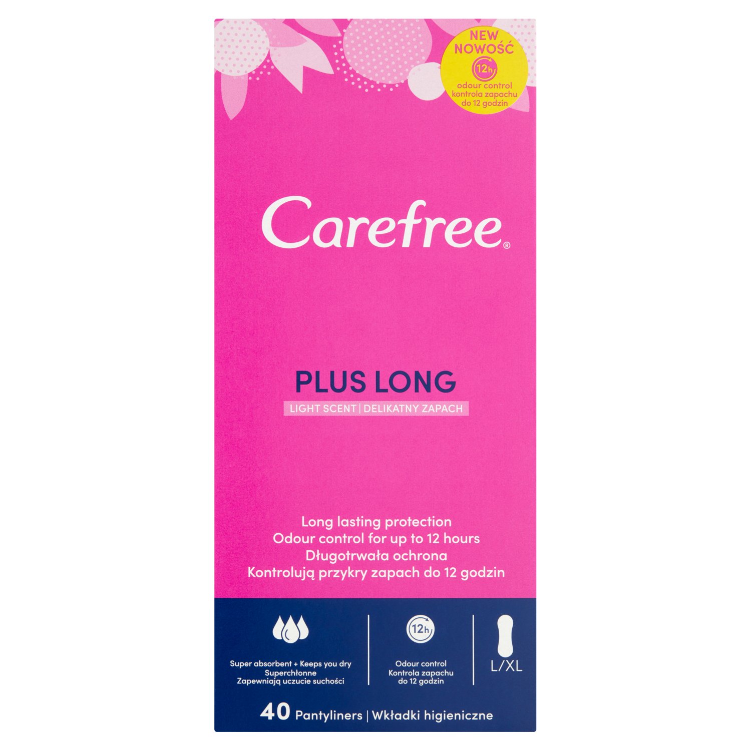 CAREFREE PLUS LONG  LIGHT SCENT 40 SZT