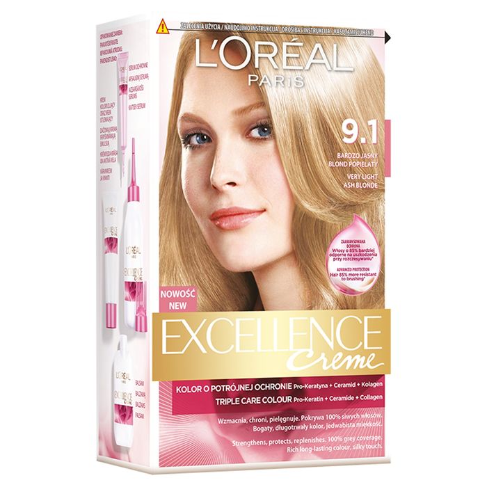 L'Oréal Paris Excellence Creme Farba do włosów 9.1 Bardzo jasny blond popielaty main product photo