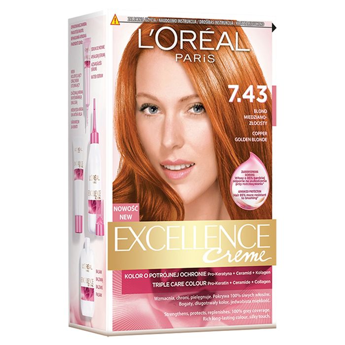 L'Oréal Paris Excellence Creme Farba do włosów 7.43 Blond miedziano-złocisty main product photo