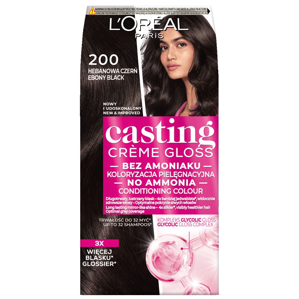 L'Oreal Paris Casting Creme Gloss Farba do włosów 200 hebanowa czerń