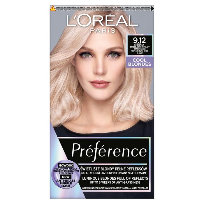 L'Oréal Paris Préférence Farba do włosów bardzo jasny popielaty beżowy blond 9.12 Siberia main product photo