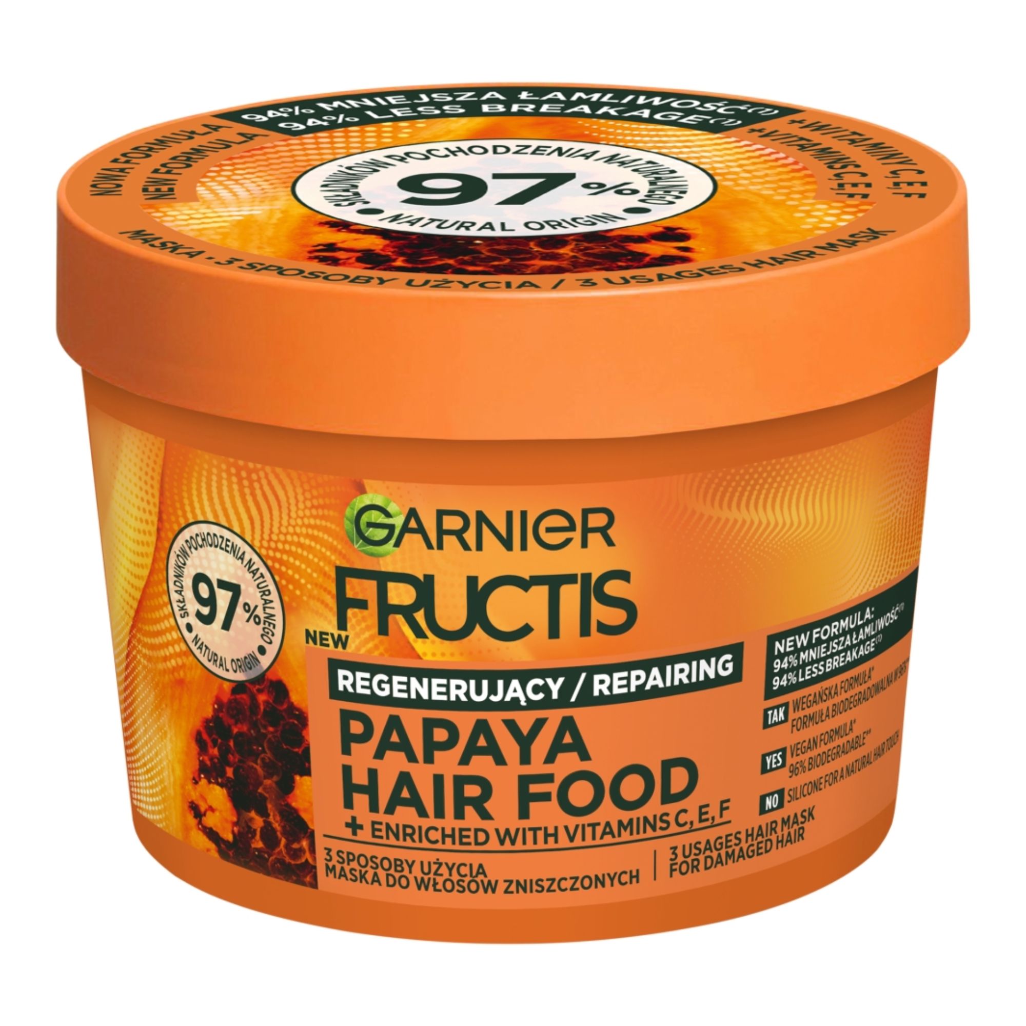 GARNIER FRUCTIS PAPAYA HAIR FOOD maska do włosów zniszczonych 400 ml