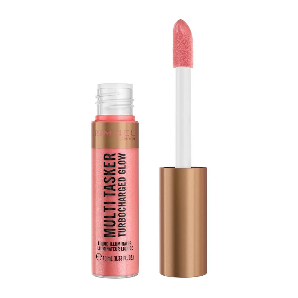 Rimmel Multi Tasker Turbocharged Glow rozświetlający róż w płynie 002 Rosy Rebel 10 ml