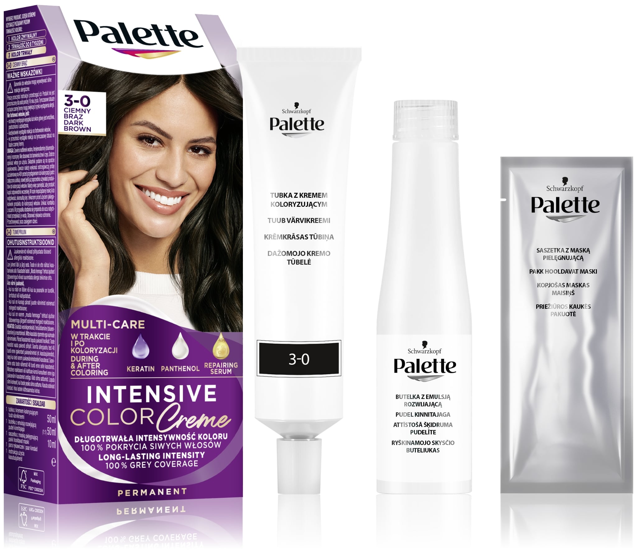 Palette Intensive Color Creme Farba do włosów w kremie 3-0 (N2) ciemny brąz