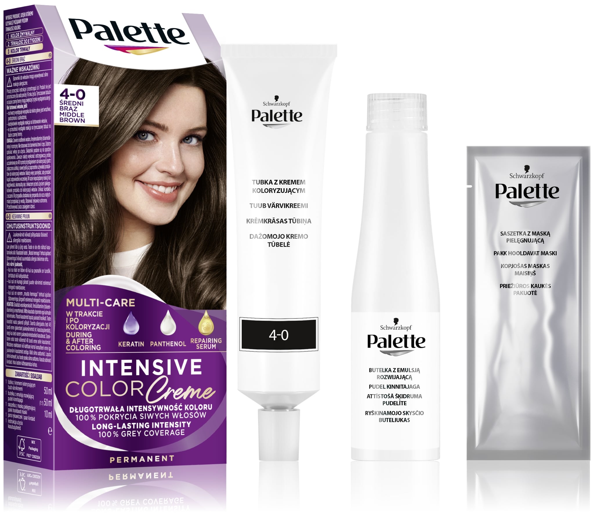 Palette Intensive Color Creme Farba do włosów w kremie 4-0 (N3) średni brąz