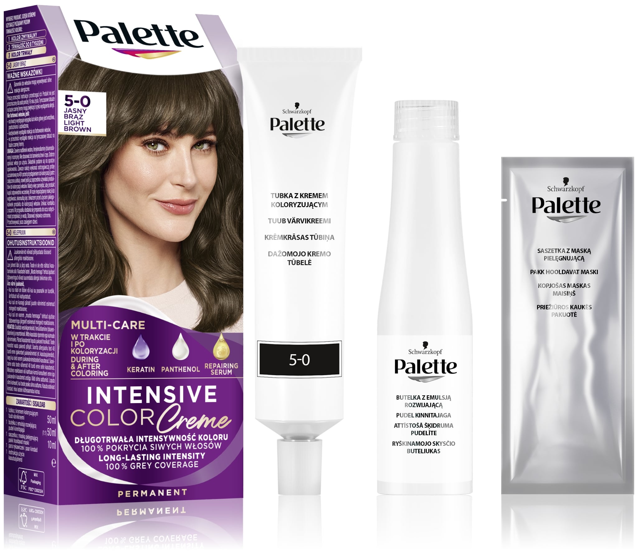 Palette Intensive Color Creme Farba do włosów w kremie 5-0 (N4) jasny brąz
