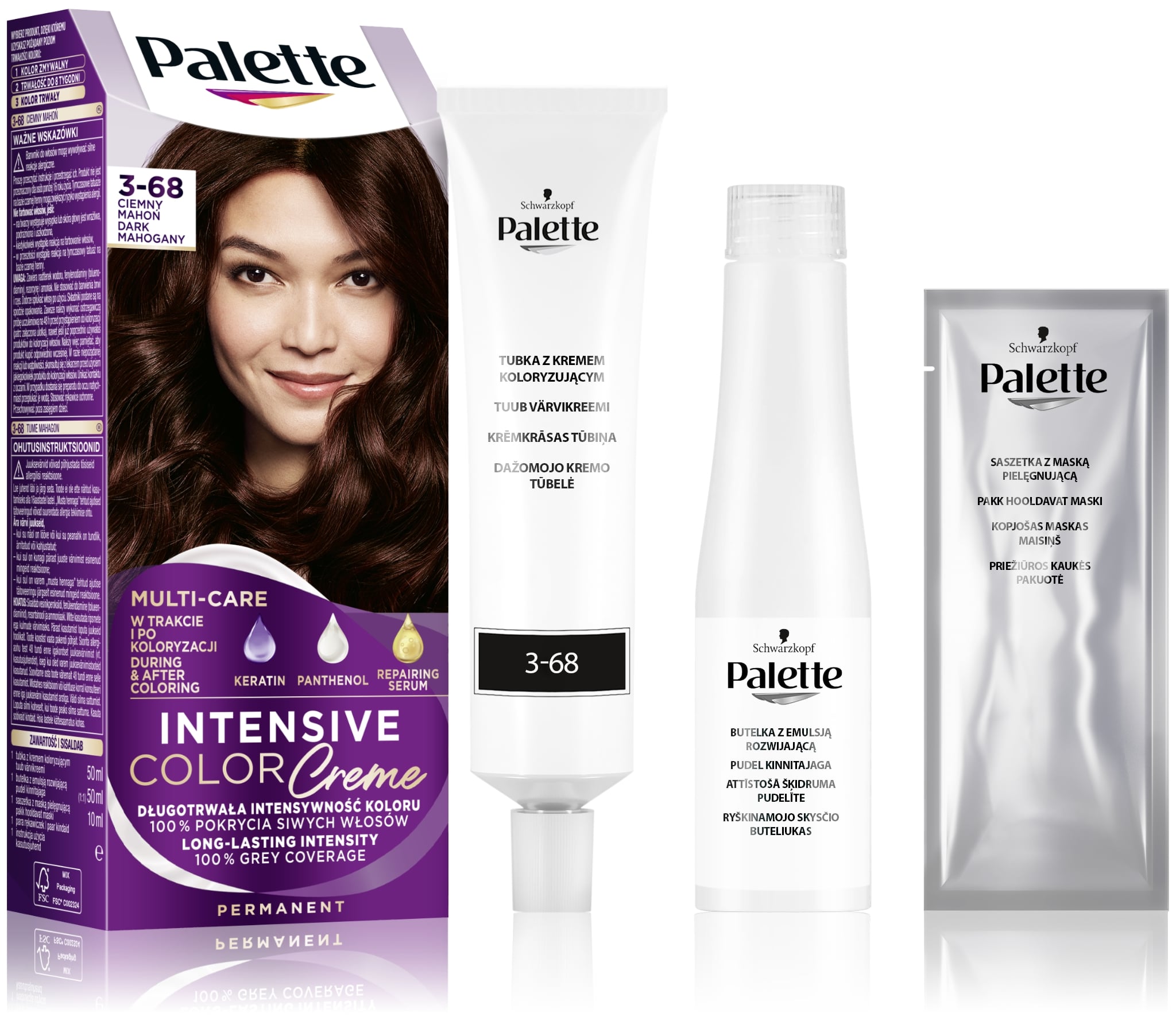 Palette Intensive Color Creme Farba do włosów w kremie 3-68 (R2) ciemny mahoń