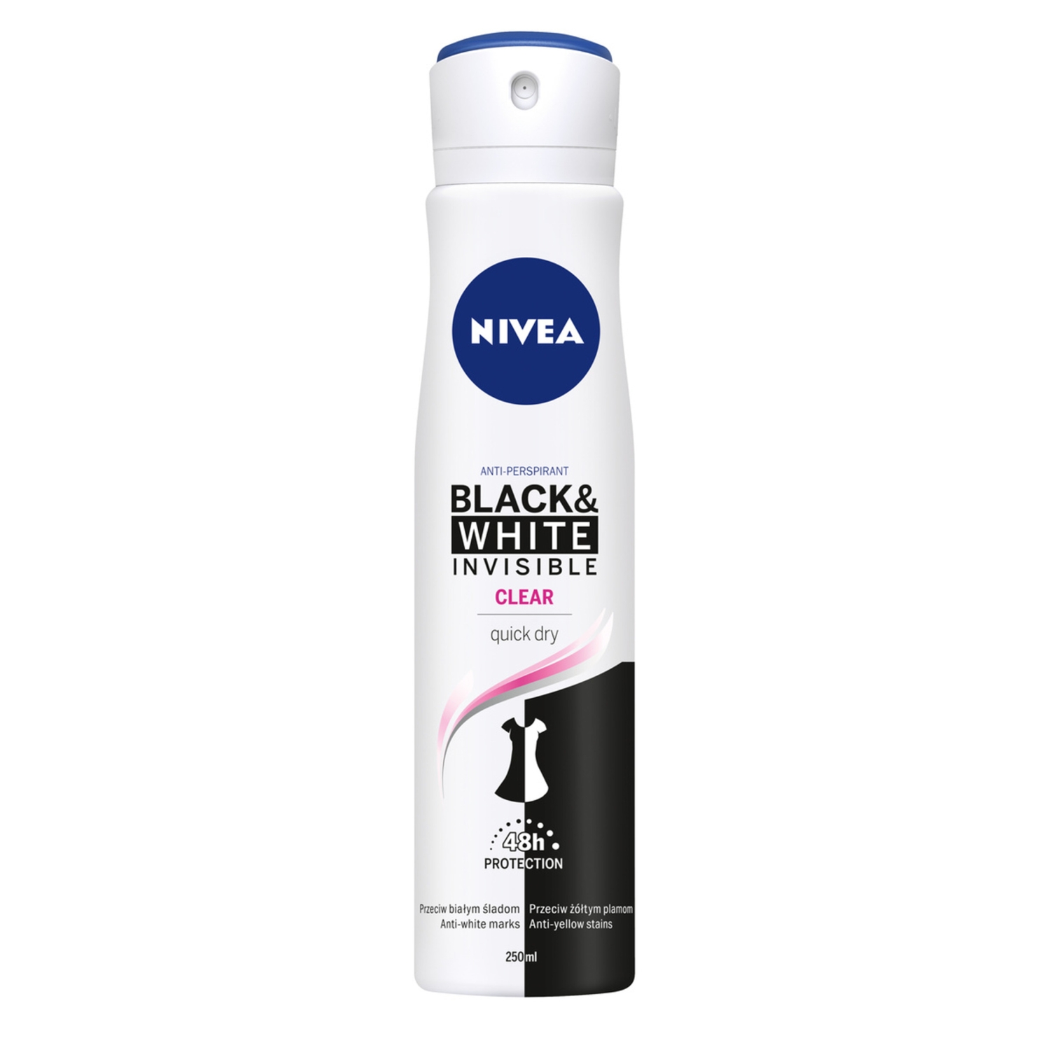 Nivea Black&White Invisible Clear Antyperspirant damski w spray'u 250 ml