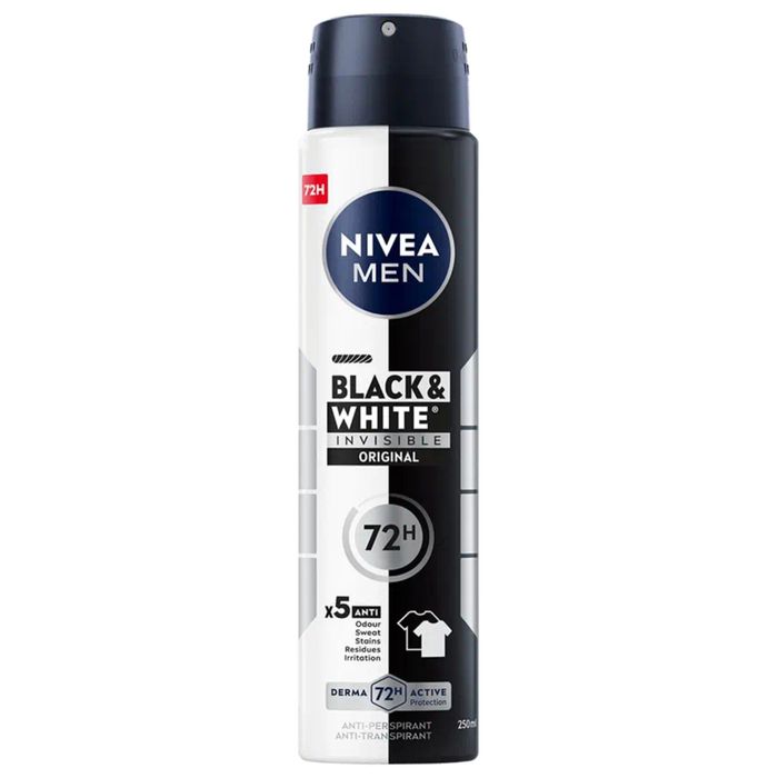 Nivea MEN Black & White Invisible Antyperspirant męski w spray'u 250 ml main product photo