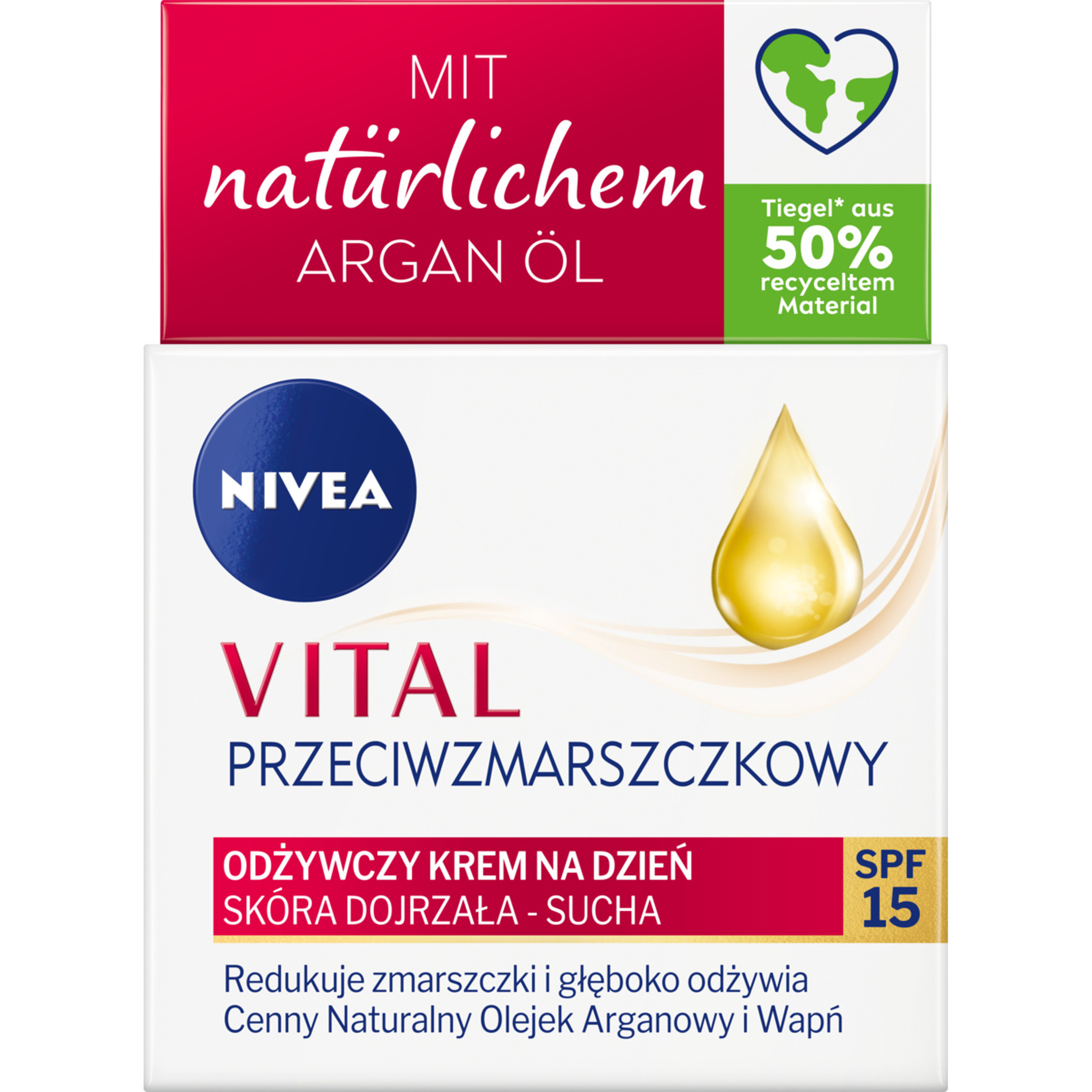 NIVEA VITAL krem przeciwzmarszczkowy dla skóry suchej SPF 15 50ml