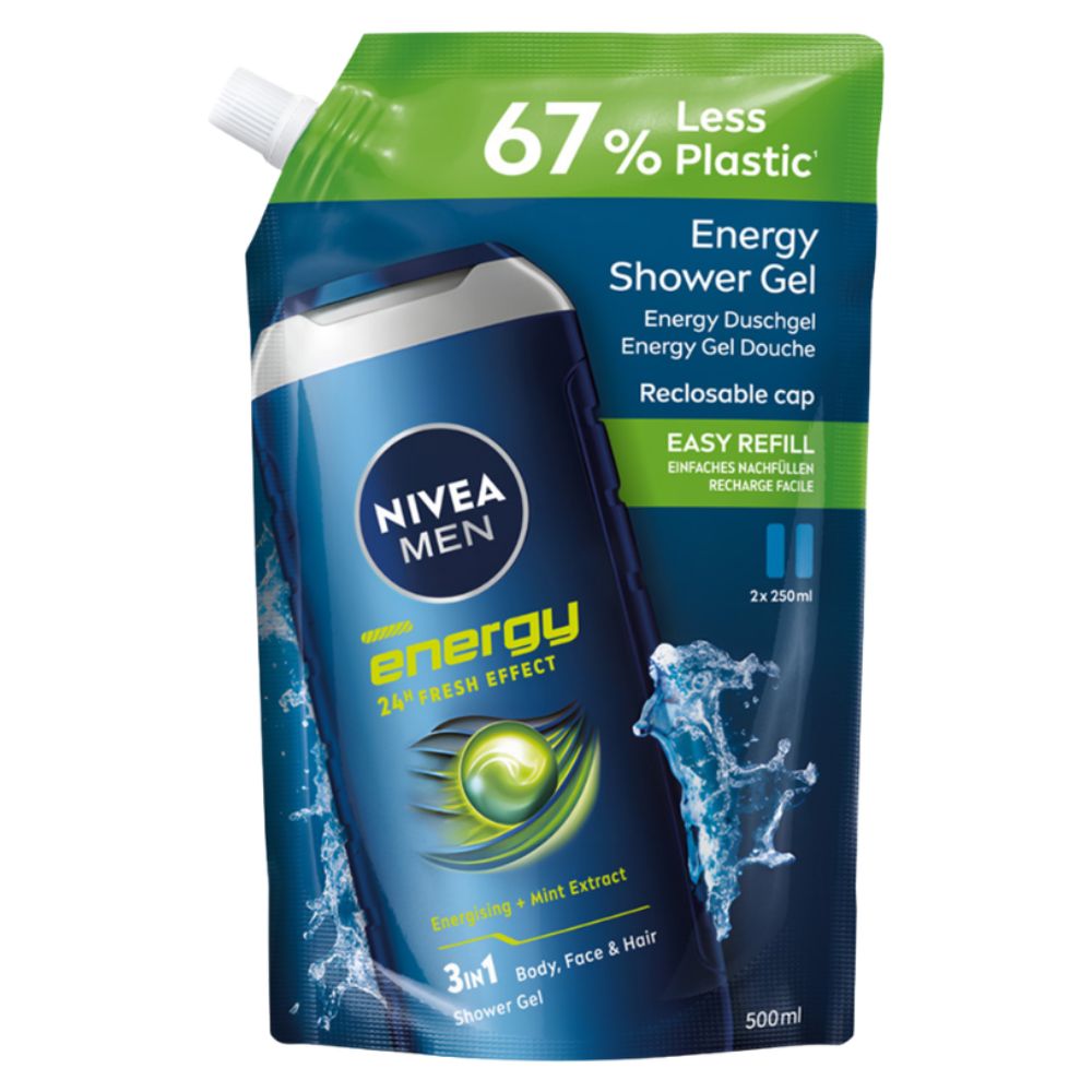 Nivea Men Energy męski żel pod prysznic orzeźwiający 3w1 refill 500 ml