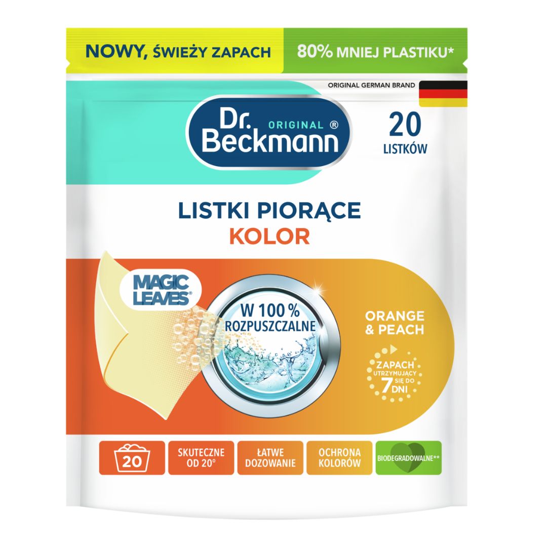 Dr. Beckmann listki piorące kolor Magic Leaves Orange & Peach 20 sztuk