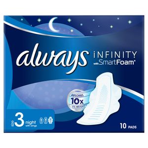 Always Infinity Night (Size 3) Ze skrzydełkami 10 Podpaski