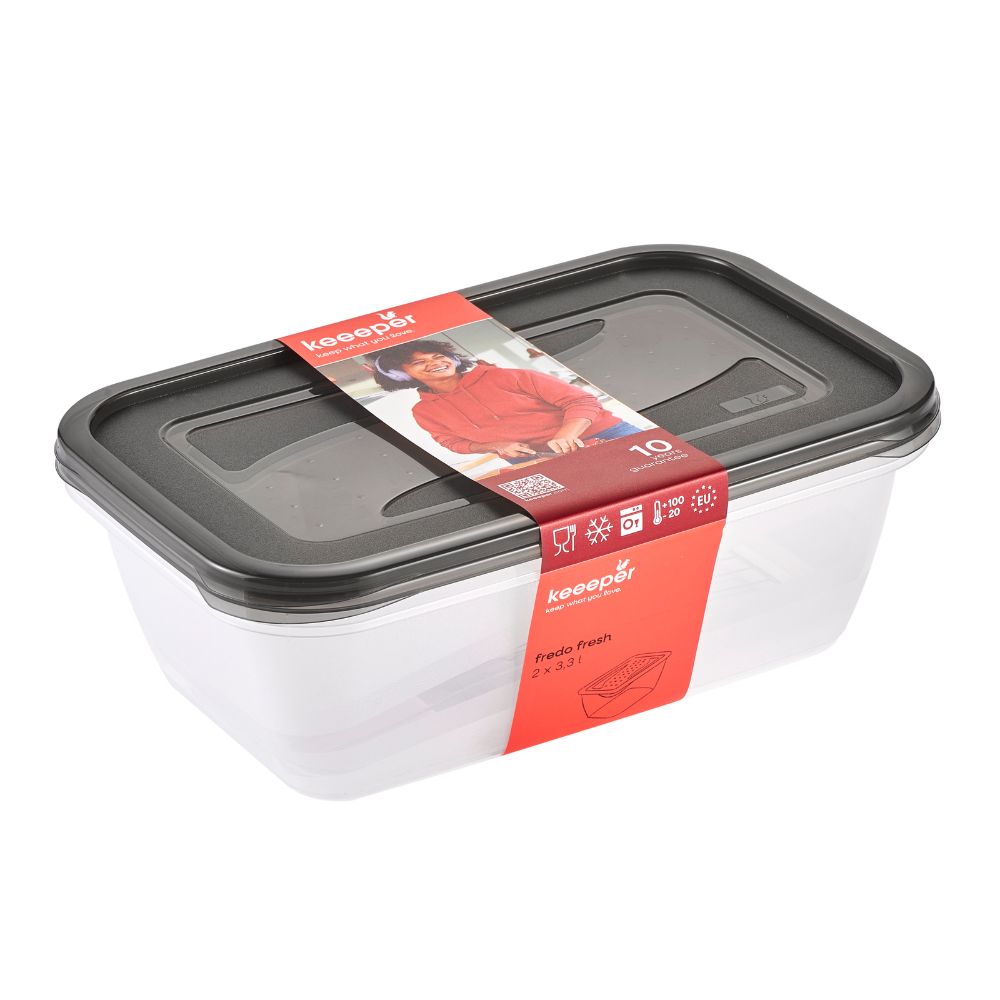 Keeeper Fredo Crystal Grey Fresh zestaw pojemników na żywność 2 sztuki