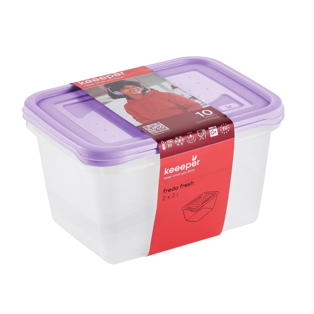 Keeeper Fredo Violet 2l Fresh zestaw pojemników na żywność 2 sztuki