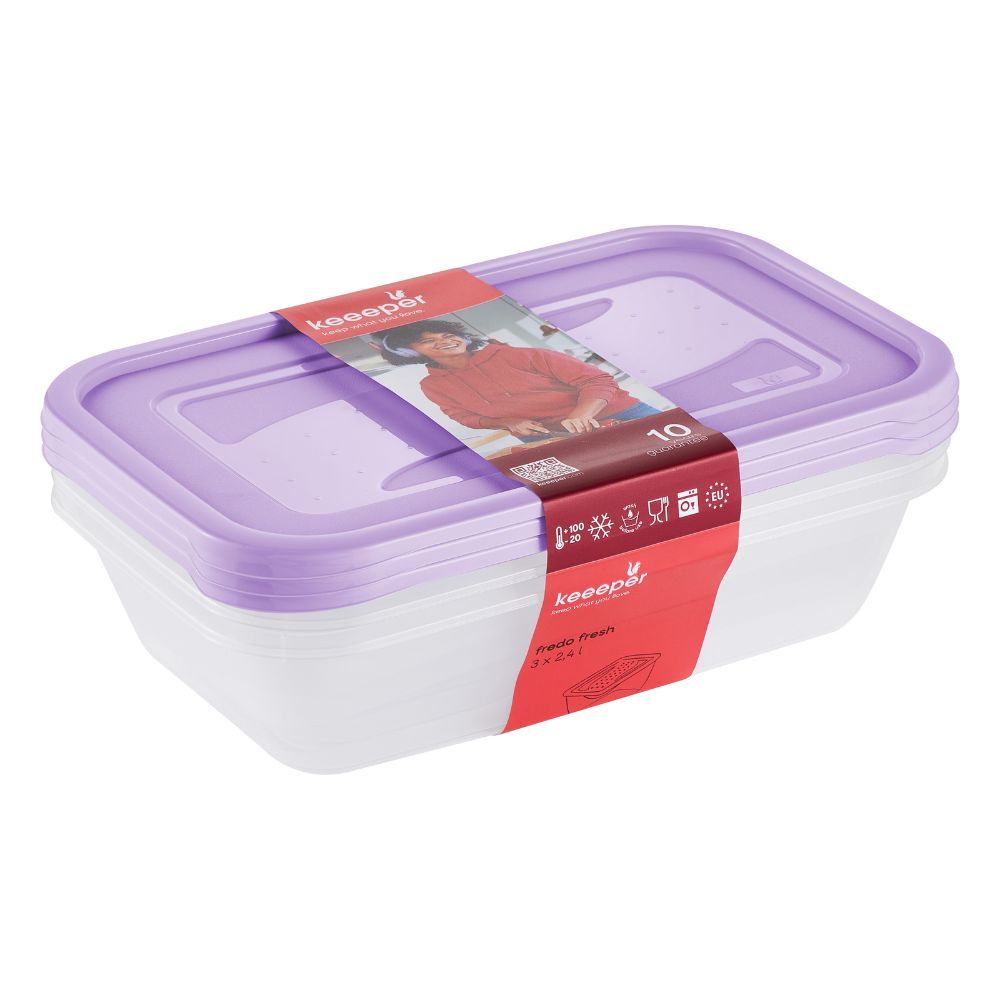 Keeeper Fredo Violet 2,4l Fresh zestaw pojemników na żywność 3 sztuki