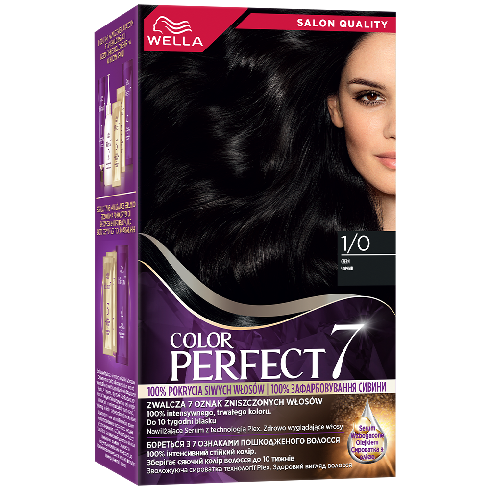 Wella Color Perfect 7, farba do włosów, 1/0 Czerń, 50ml