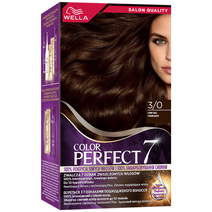 Wella Color Perfect 7, farba do włosów, 3/0 ciemny brąz main product photo