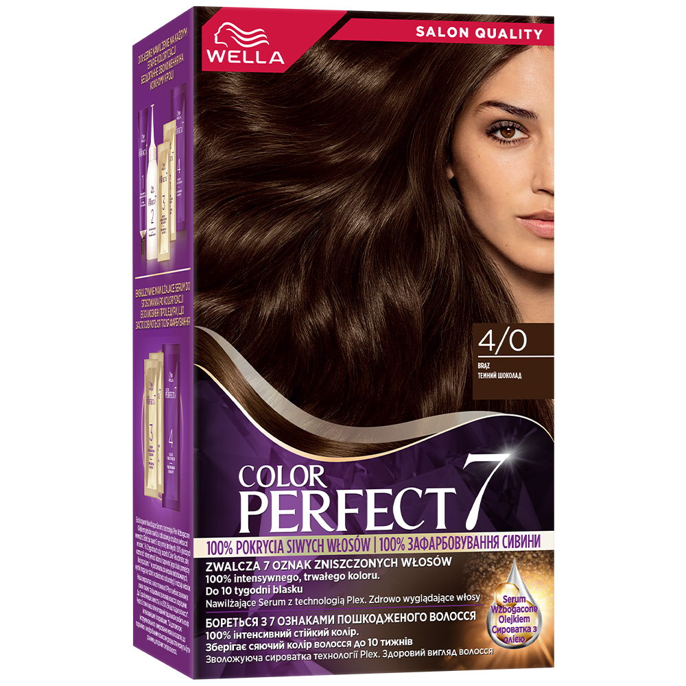 Wella Color Perfect 7, farba do włosów, 4/0 brąz