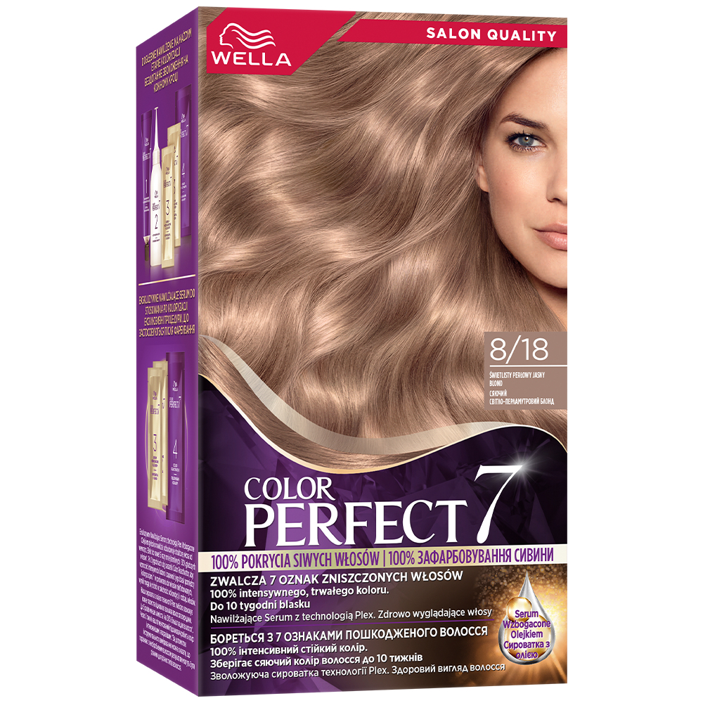 Wella Color Perfect 7, farba do włosów, 8/18 Świetlisty Perłowy Jasny Blond, 50ml