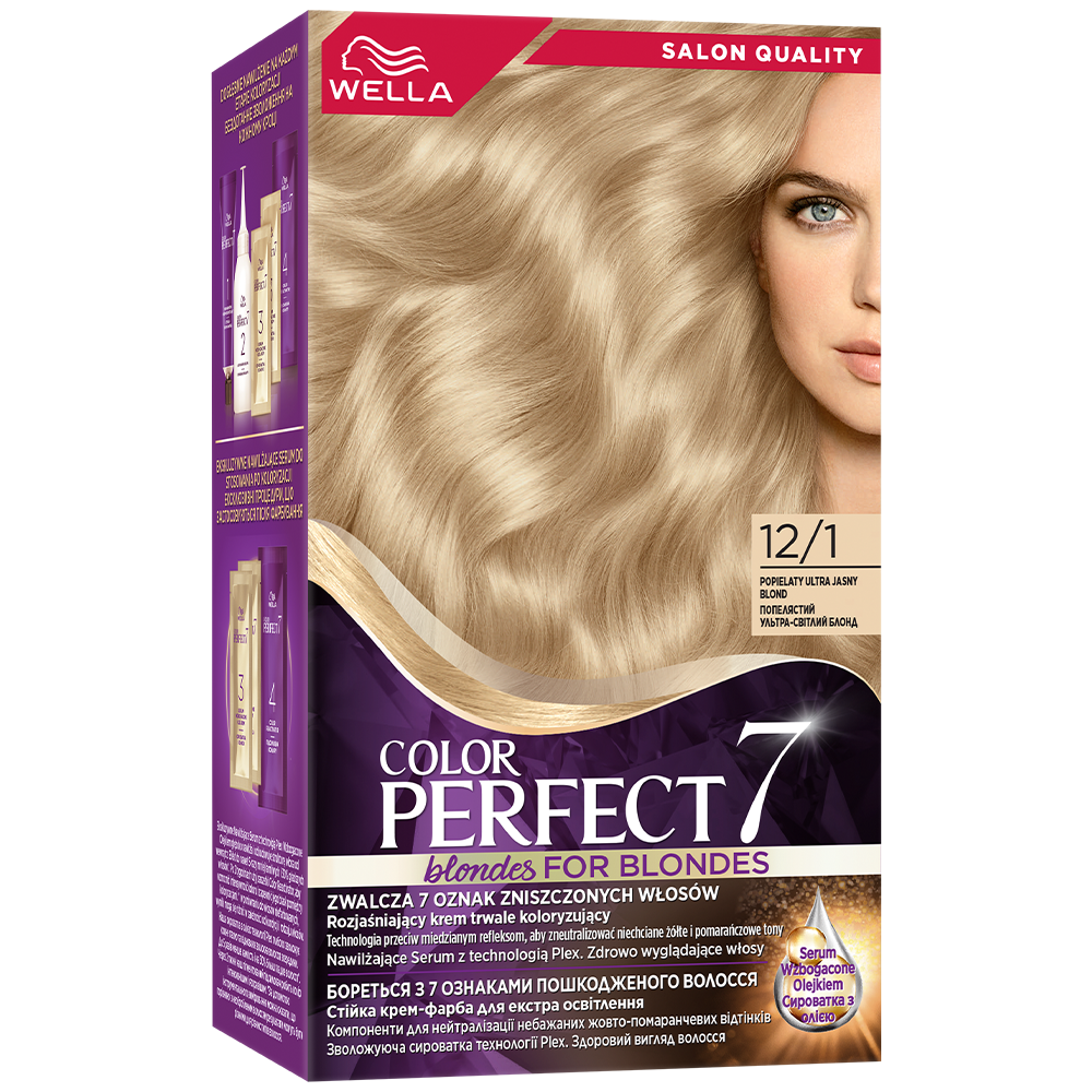 Wella Color Perfect 7, farba do włosów, 12/1 Popielaty Ultra Jasny Blond, 50ml