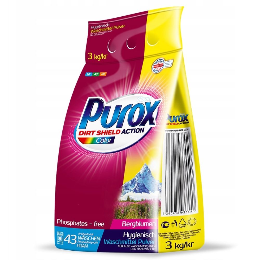 Purox Dirt Shield Action Color proszek do prania 3 kg