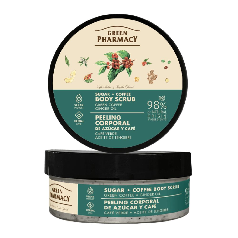 Green Pharmacy Peeling cukrowo-kawowy do ciała Zielona kawa i olejek imbirowy 200 ml