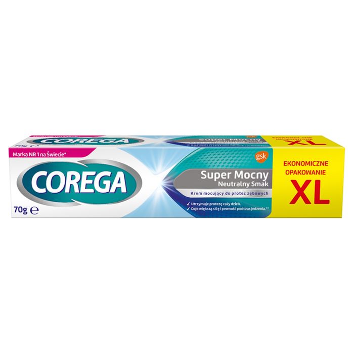 Corega Wyrób medyczny krem mocujący do protez zębowych super mocny neutralny smak 70 g main product photo