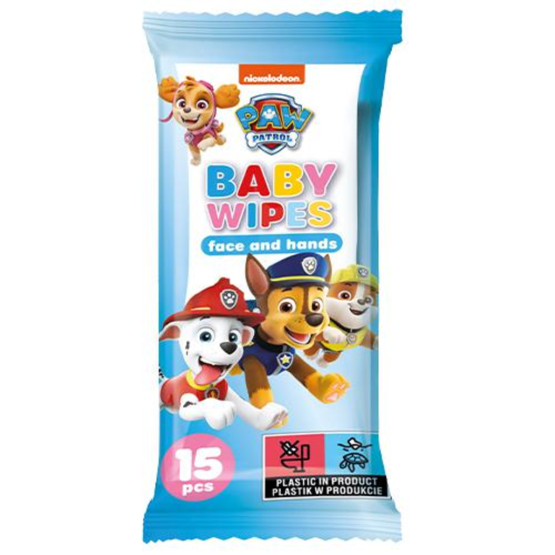 PSI PATROL Chusteczki nawilżane do buzi i rąk dla dzieci, 15szt