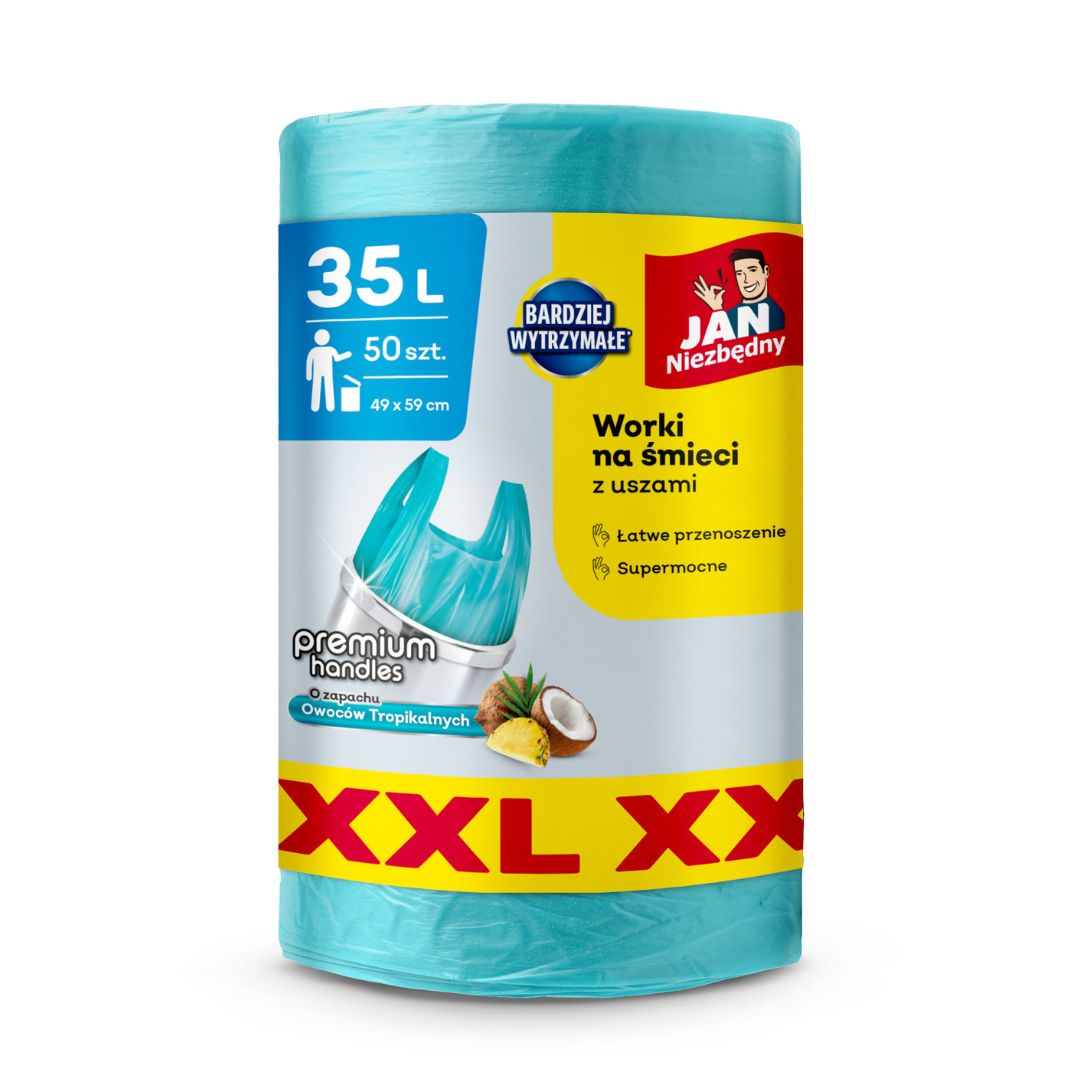 Jan Niezbędny worki na śmieci T-shirt XXL 35L Owoce Tropikalne 50 szt.