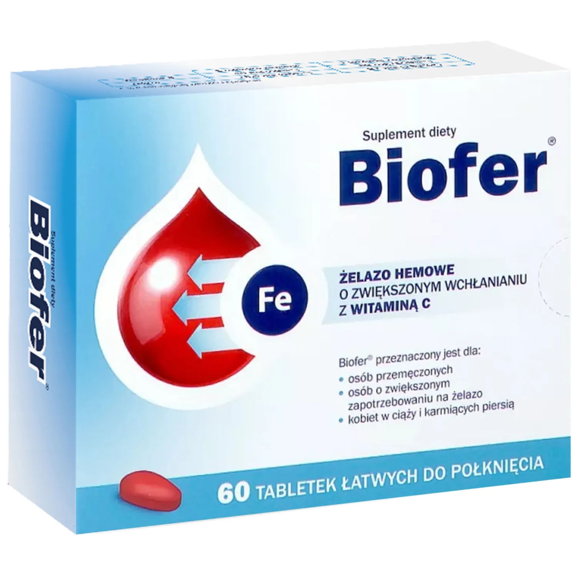Biofer żelazo hemowe 60 tabletek Drogerie Natura