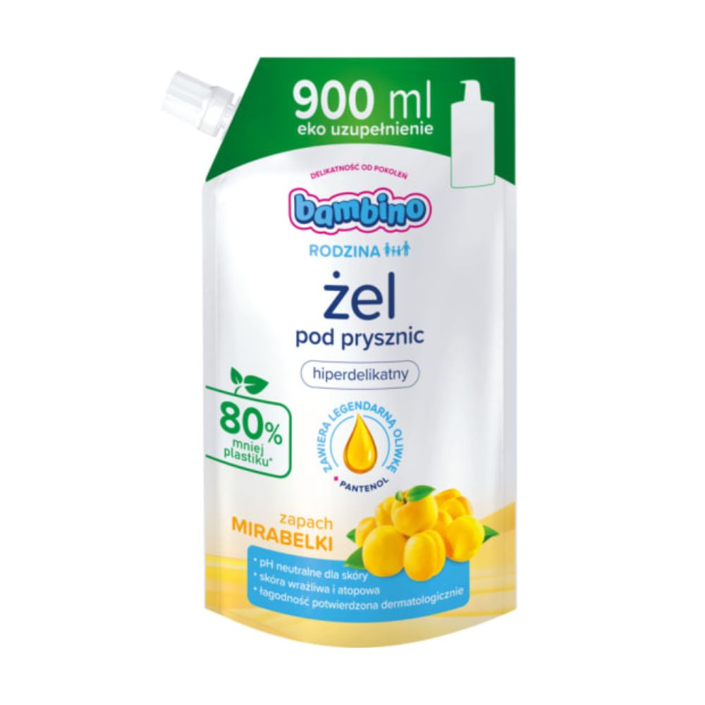 Bambino żel pod prysznic mirabelka refill 900 ml
