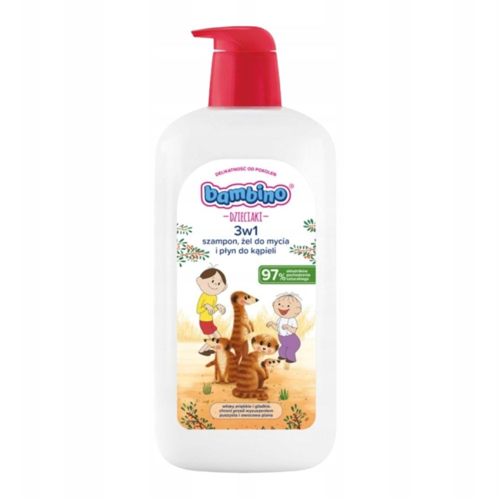Bambino Dzieciaki szampon, żel pod prysznic i płyn do kąpieli 3w1 1000 ml