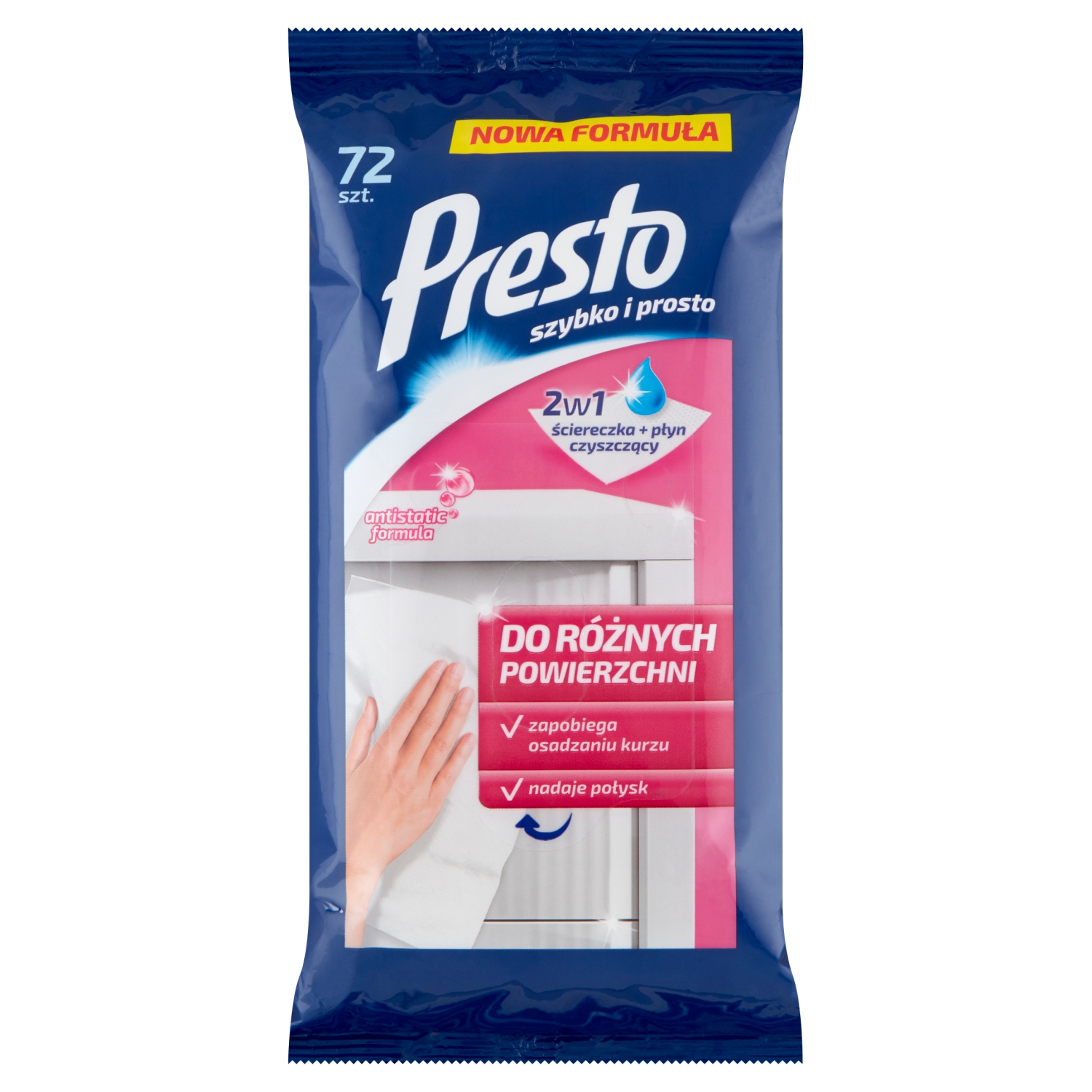 Presto Ściereczki nawilżane do różnych powierzchni 72 sztuki