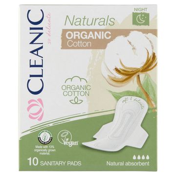 Cleanic Naturals Organic Cotton Night Podpaski 10 sztuk