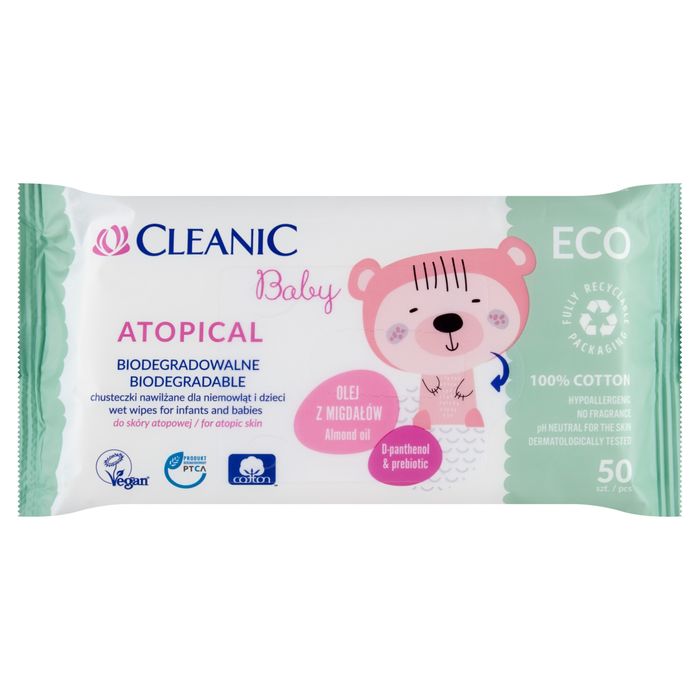 Cleanic Baby Atopical Chusteczki nawilżane dla niemowląt i dzieci 50 sztuk main product photo