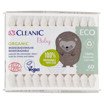 Cleanic Baby Organic Patyczki dla niemowląt i dzieci 60 sztuk