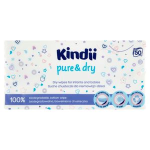 Kindii Pure & Dry Suche chusteczki dla niemowląt i dzieci 50 sztuk