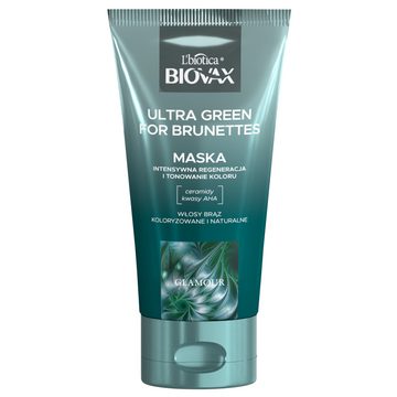 L'biotica Biovax Glamour Ultra Green for Brunettes maska do włosów 150 ml