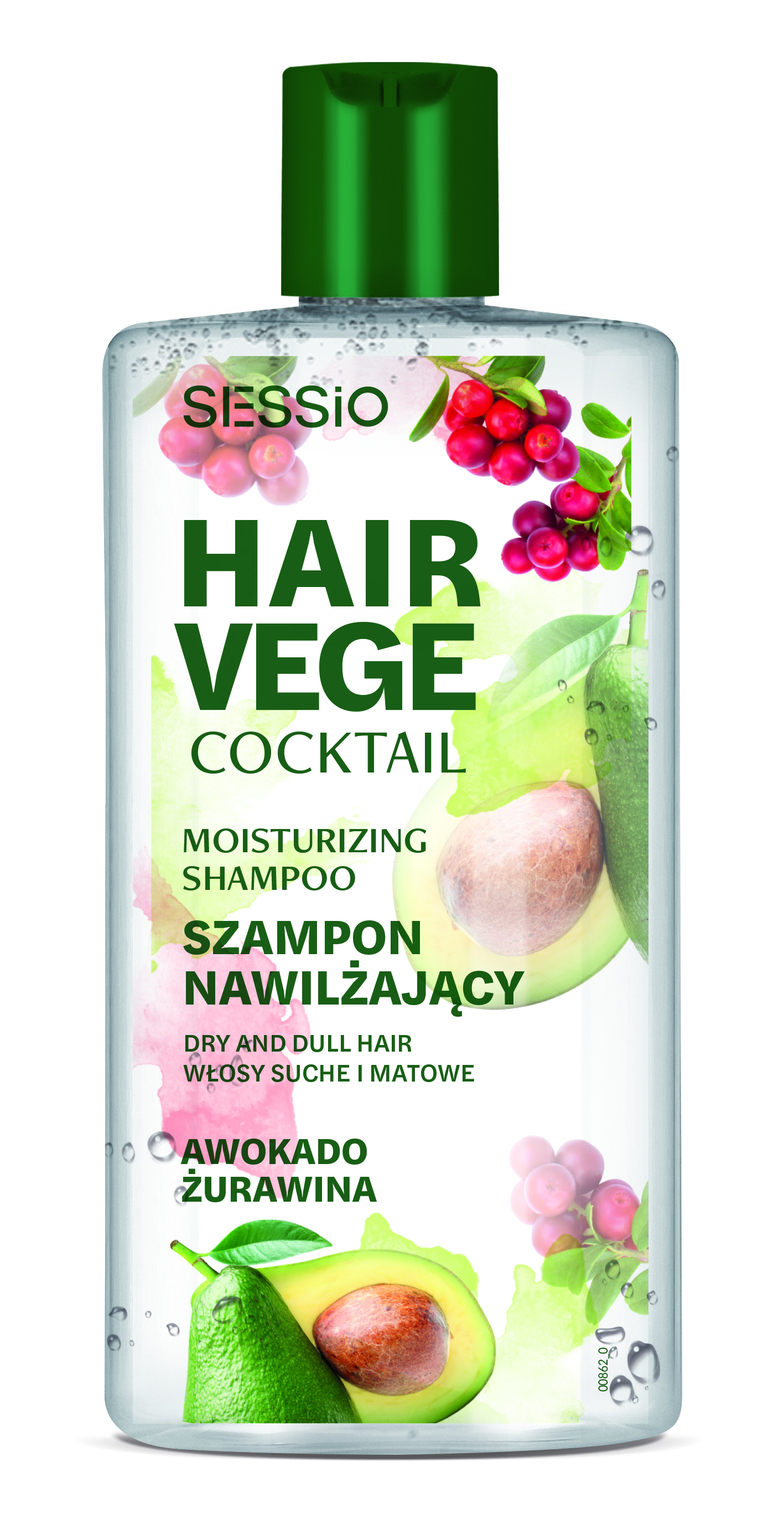 Sessio Vege Hair Szampon nawilżający awokado/żurawina, 300ml