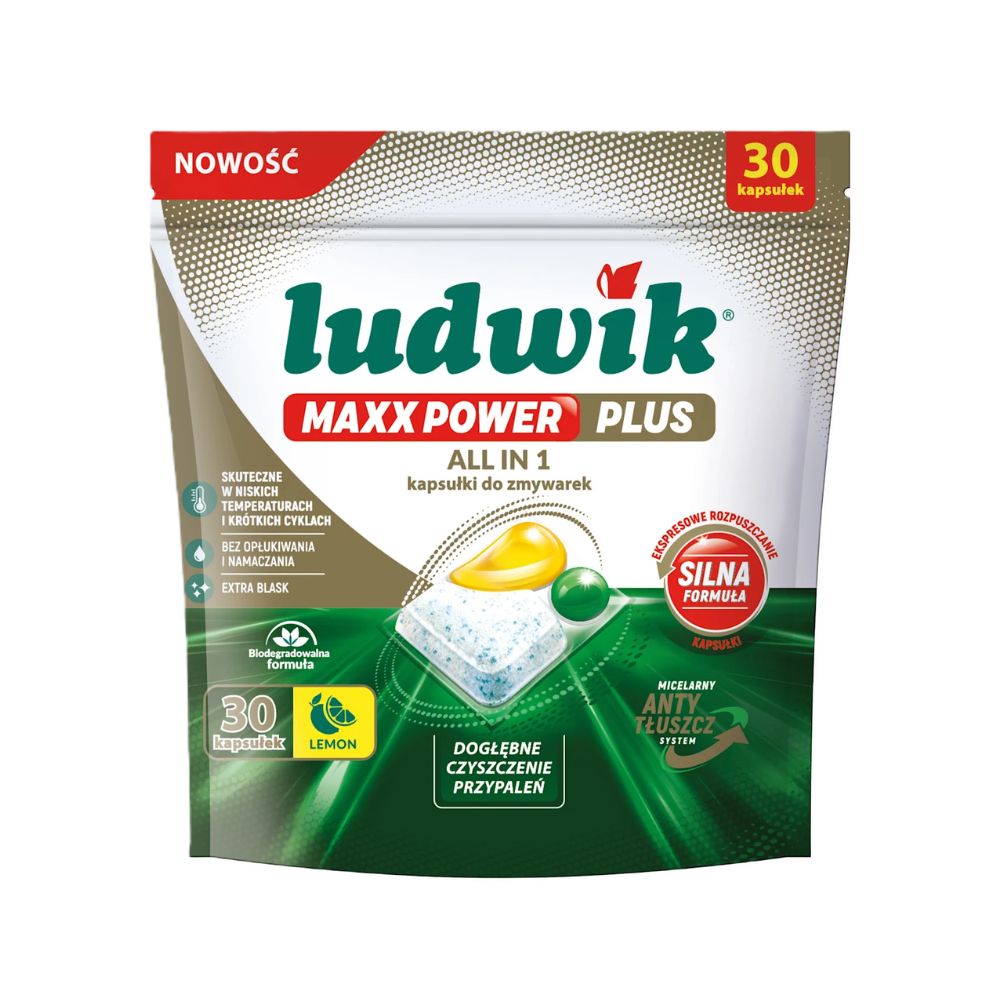 Ludwik Maxx Power Plus All in 1 kapsułki do zmywarki Lemon 30 sztuk