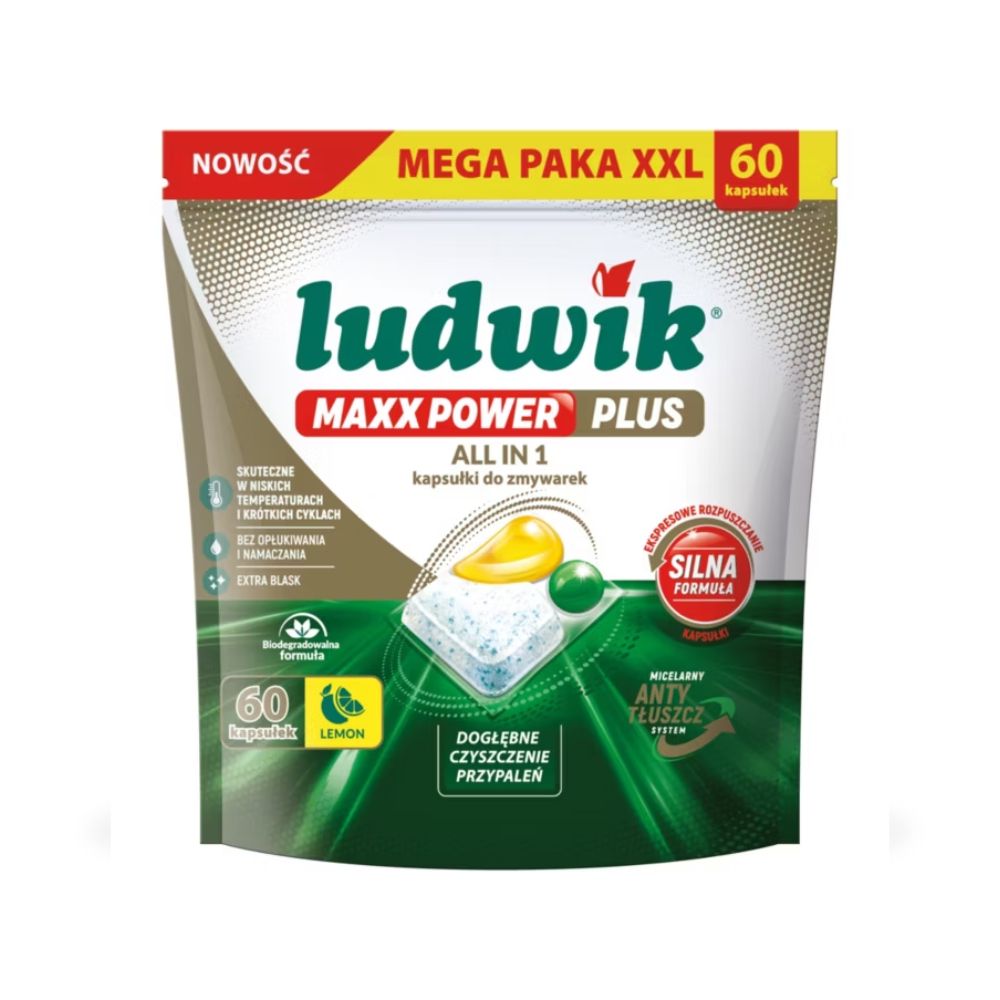 Ludwik Maxx Power Plus All in 1 kapsułki do zmywarki Lemon 60 szt