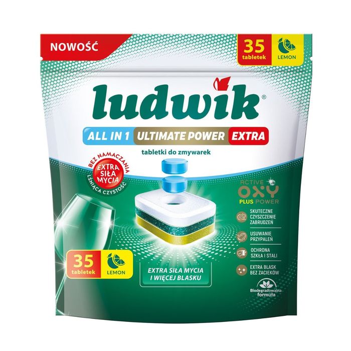 Ludwik tabletki do zmywarki All in One Ultimate Power Extra Lemon 35 sztuk main product photo