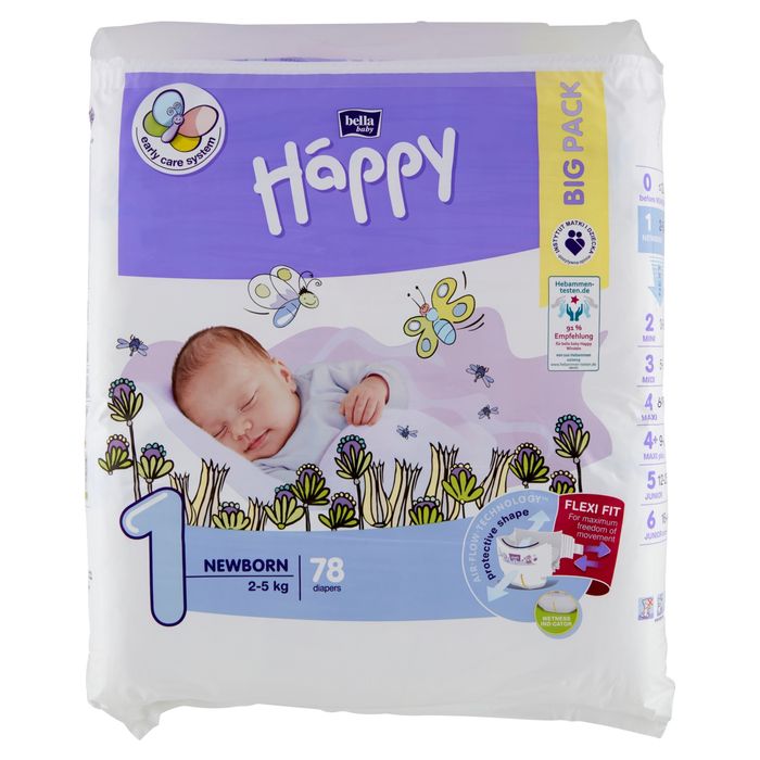 Bella Baby Happy Pieluszki jednorazowe 1 newborn 2-5 kg 78 sztuk main product photo