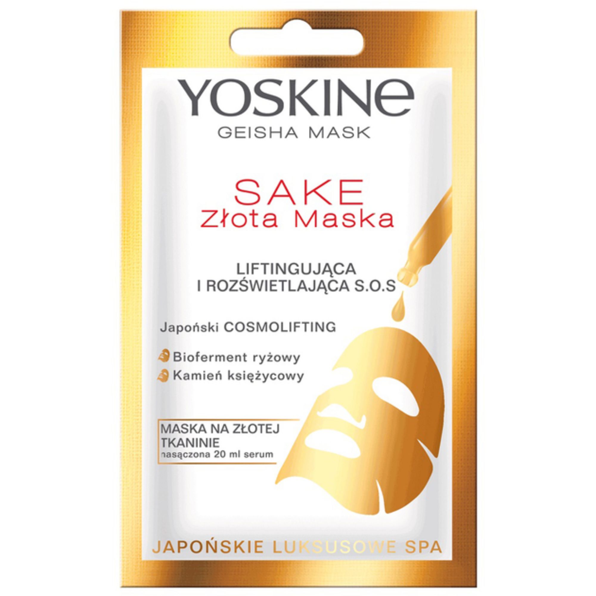 YOSKINE Geisha Mask Sake maska na złotej tkaninie 1 sztuka