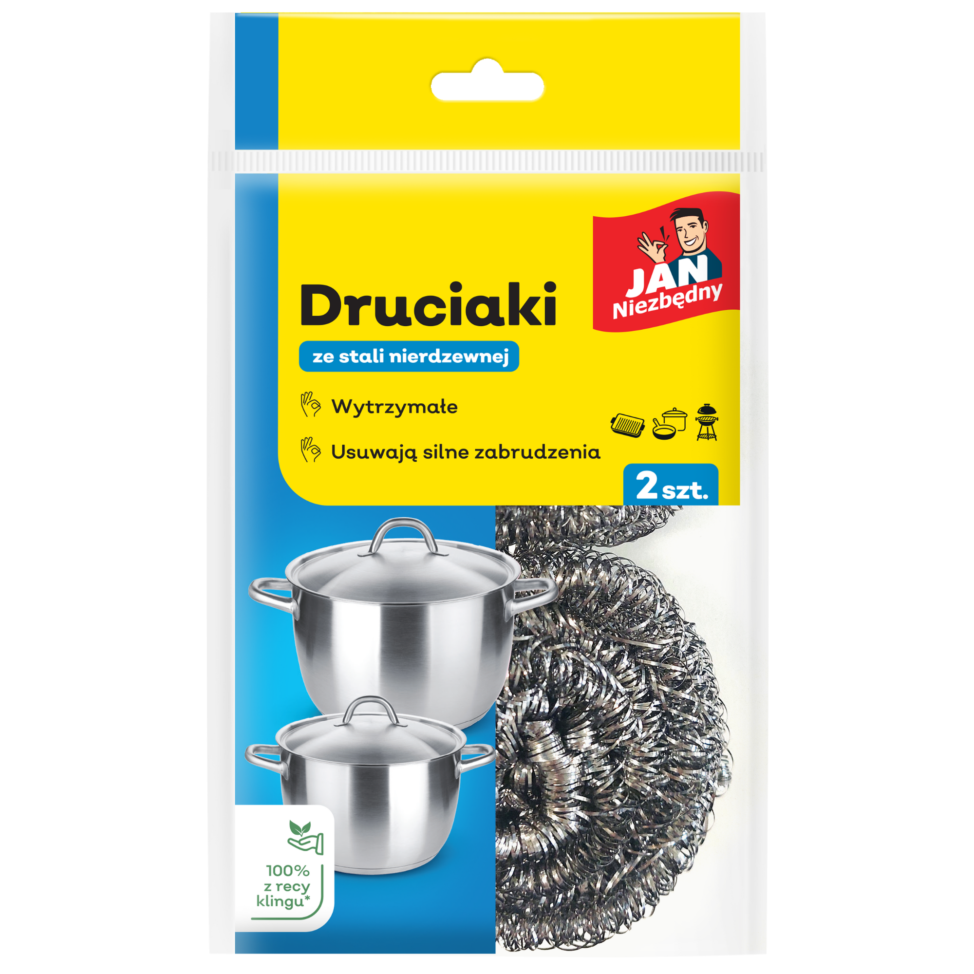 JAN NIEZBĘDNY druciaki ze stali nierdzewnej 2 sztuki