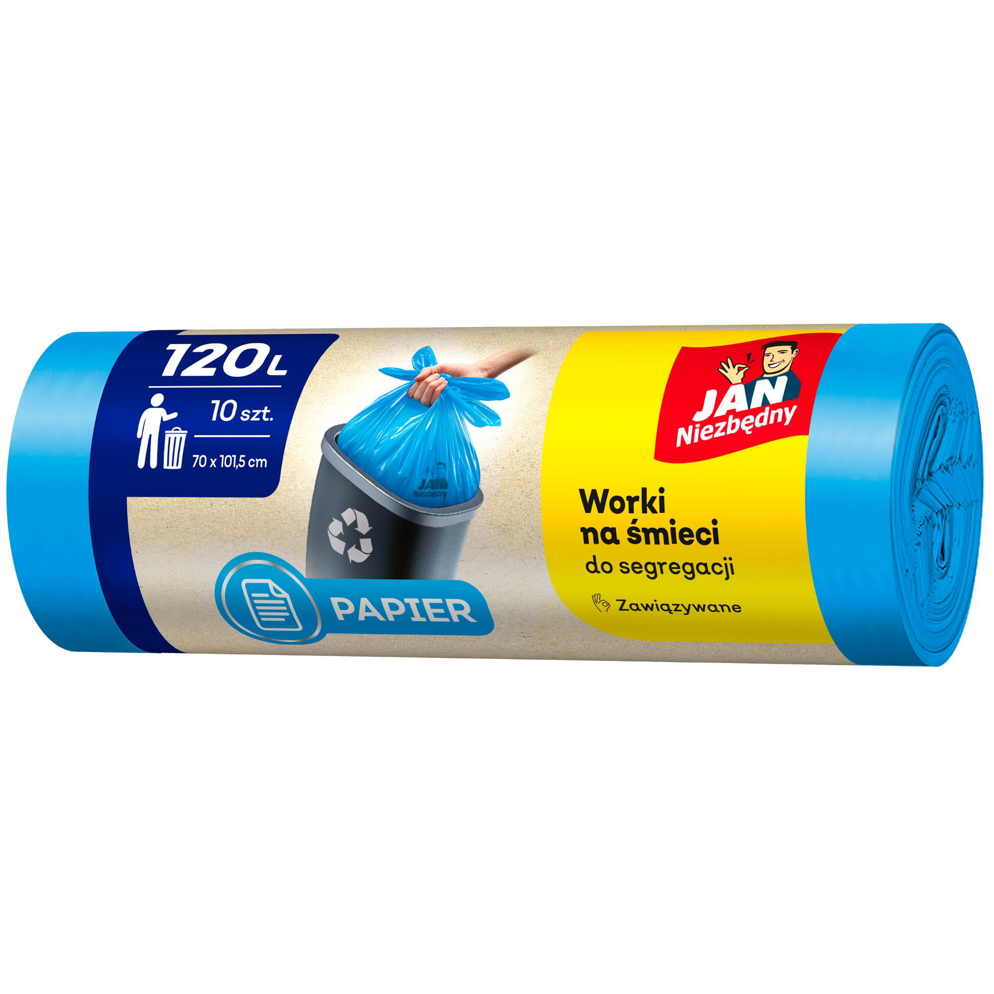 Jan Niezbędny Worki Na Śmieci Niebieskie Do Segregacji 120l 10 szt.